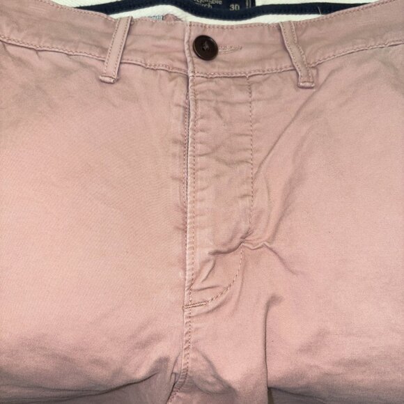 Abercrombie & Fitch Men’s PINK Button Fly Jean Stretch Shorts Pockets Size 30 - Picture 3 of 3